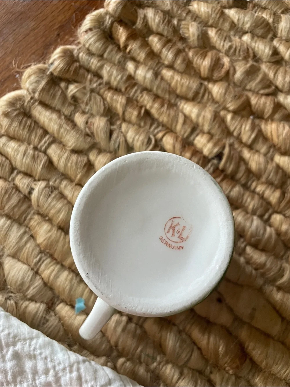 Green Victorian Scene Porcelain Cup kids size
